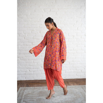Keva Clothing Nargis Orange Kurta with Tulip Pant (Set of 2)