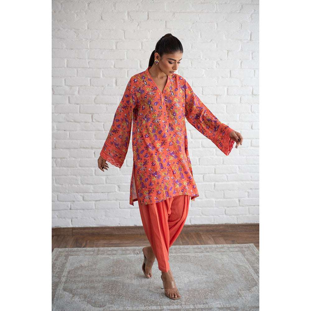 Keva Clothing Nargis Orange Kurta with Tulip Pant (Set of 2)