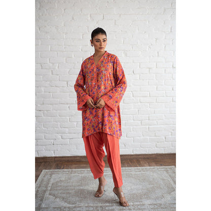 Keva Clothing Nargis Orange Kurta with Tulip Pant (Set of 2)