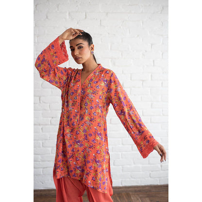 Keva Clothing Nargis Orange Kurta with Tulip Pant (Set of 2)