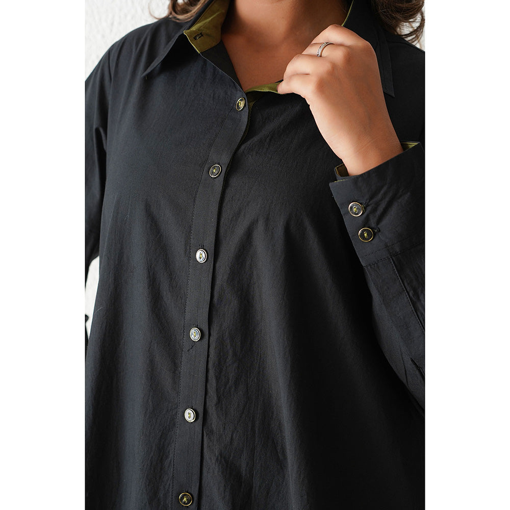 Keva Clothing Mai Tai Hi Low Kurta with Pant - Black (Set of 2)