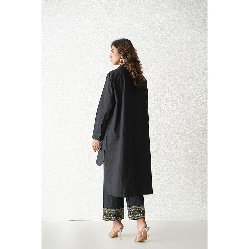 Keva Clothing Mai Tai Hi Low Kurta with Pant - Black (Set of 2)