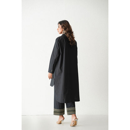 Keva Clothing Mai Tai Hi Low Kurta with Pant - Black (Set of 2)