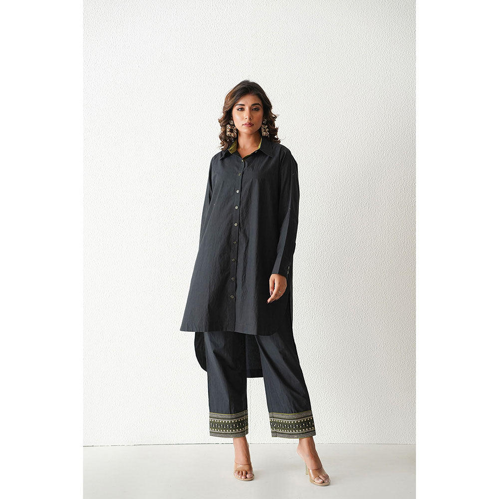 Keva Clothing Mai Tai Hi Low Kurta with Pant - Black (Set of 2)