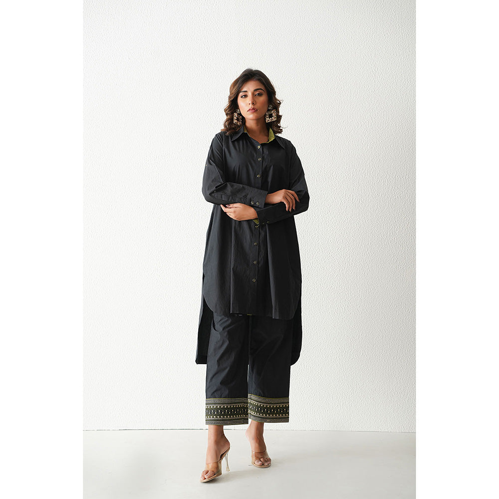 Keva Clothing Mai Tai Hi Low Kurta with Pant - Black (Set of 2)