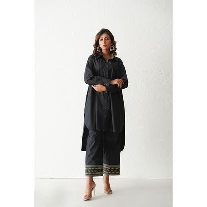 Keva Clothing Mai Tai Hi Low Kurta with Pant - Black (Set of 2)