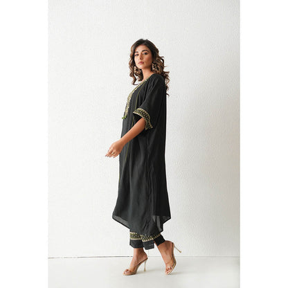 Keva Clothing Lemon Drop Kaftan with Pant - Black (Set of 2)