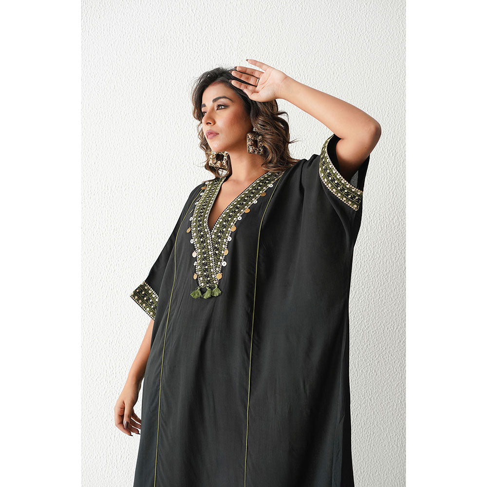 Keva Clothing Lemon Drop Kaftan with Pant - Black (Set of 2)