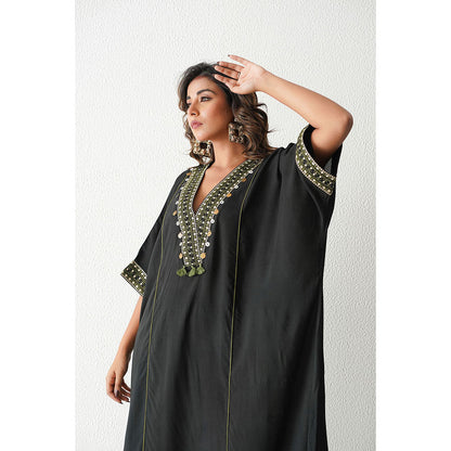 Keva Clothing Lemon Drop Kaftan with Pant - Black (Set of 2)