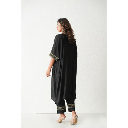 Keva Clothing Lemon Drop Kaftan with Pant - Black (Set of 2)