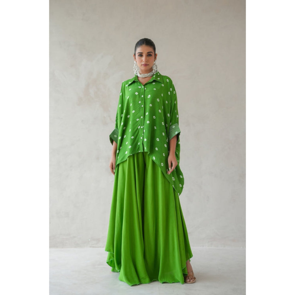 Keva Clothing Bandhani Shirt With Elephant Pants Set Of Two (Green)