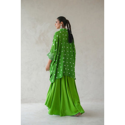 Keva Clothing Bandhani Shirt With Elephant Pants Set Of Two (Green)