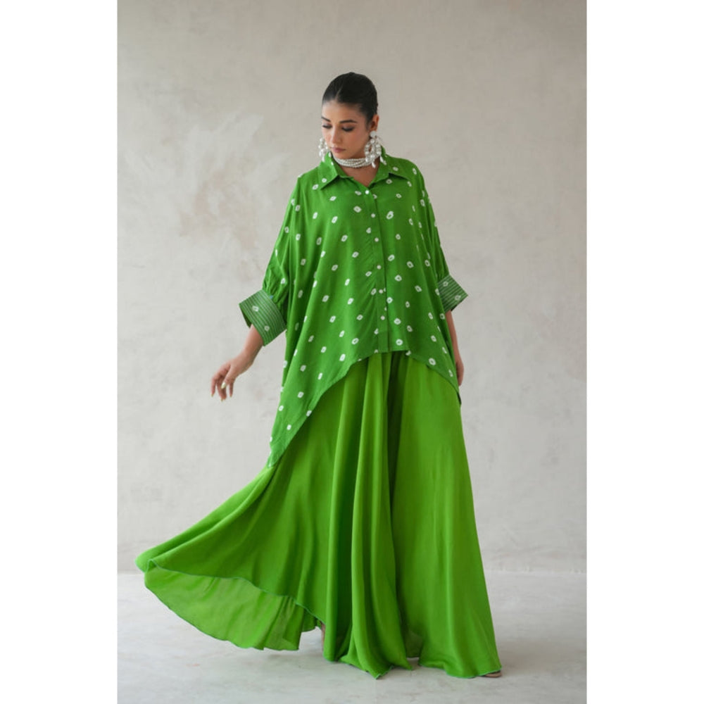 Keva Clothing Bandhani Shirt With Elephant Pants Set Of Two (Green)