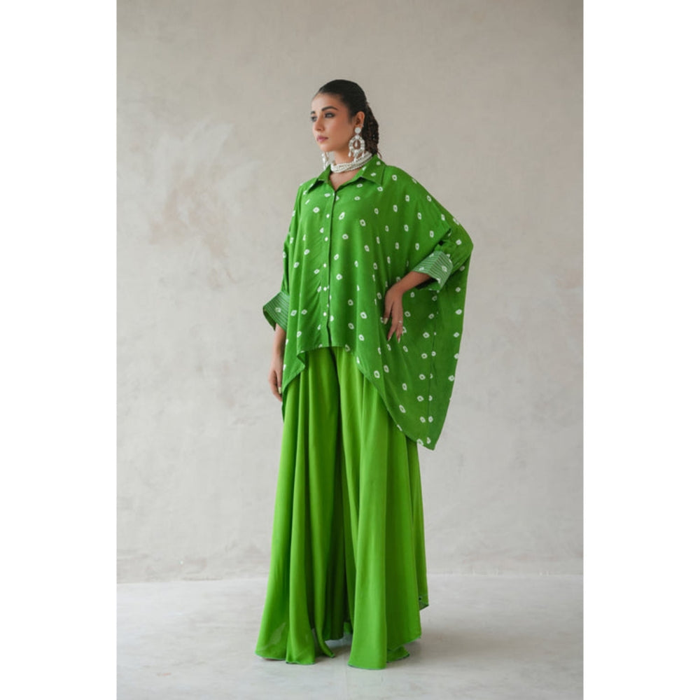 Keva Clothing Bandhani Shirt With Elephant Pants Set Of Two (Green)