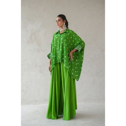 Keva Clothing Bandhani Shirt With Elephant Pants Set Of Two (Green)