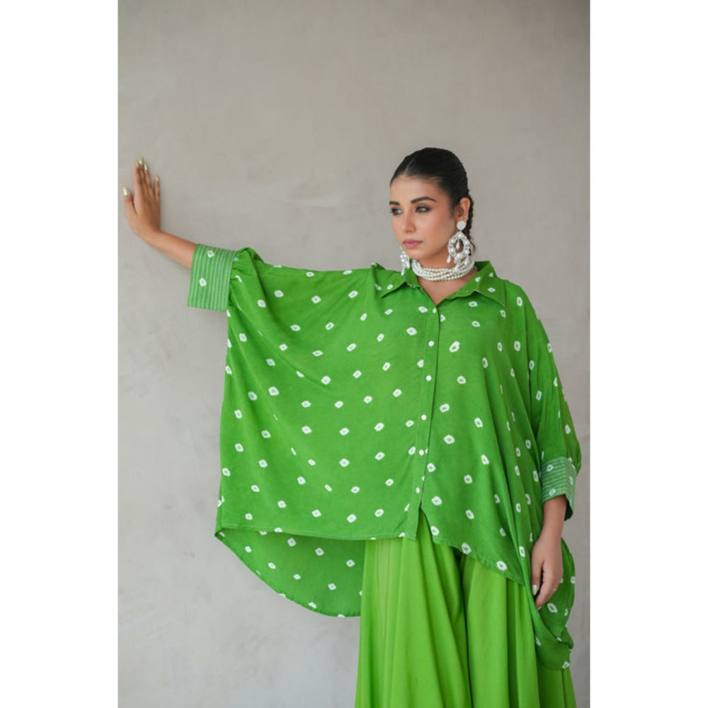 Keva Clothing Bandhani Shirt With Elephant Pants Set Of Two (Green)