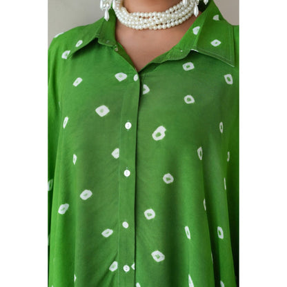 Keva Clothing Bandhani Shirt With Elephant Pants Set Of Two (Green)