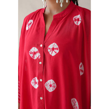 Keva Clothing Bandhani Co-Ord Set Of Two (Red)