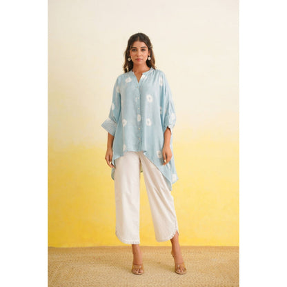 Keva Clothing Bandhani Co-Ord Set Of Two (Ice Blue)