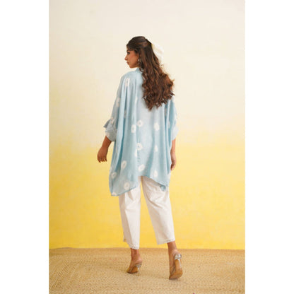 Keva Clothing Bandhani Co-Ord Set Of Two (Ice Blue)