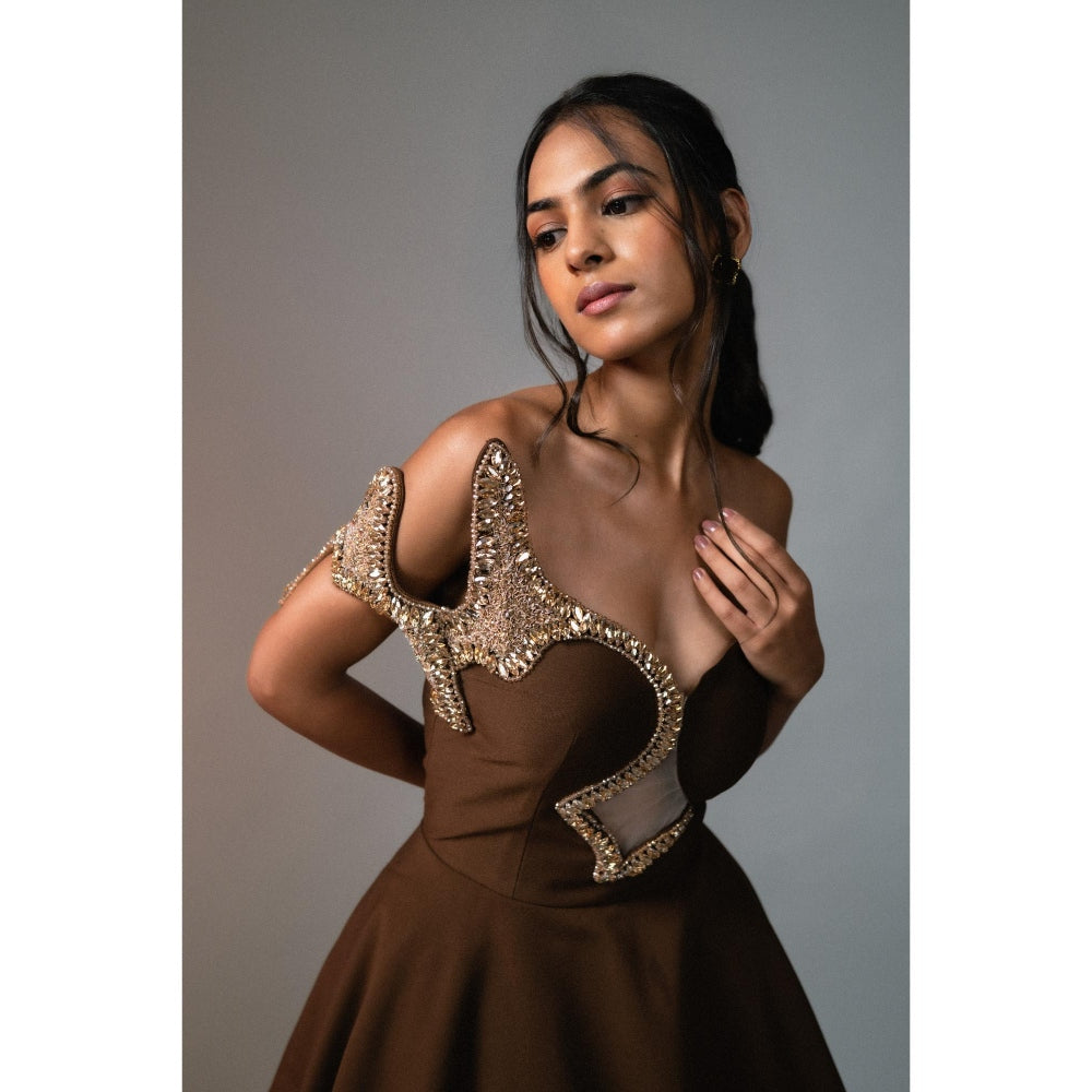 KHUMAAR SHUCHI BHUTANI The Doll Daze Brown Dress
