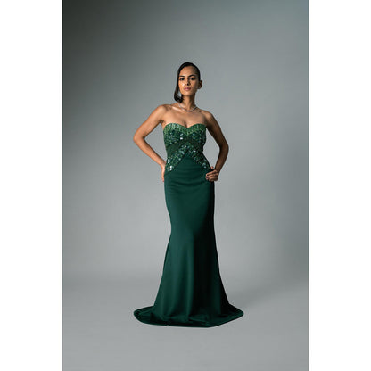 KHUMAAR SHUCHI BHUTANI The Ember Bloom Green Gown
