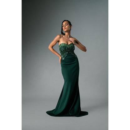 KHUMAAR SHUCHI BHUTANI The Ember Bloom Green Gown