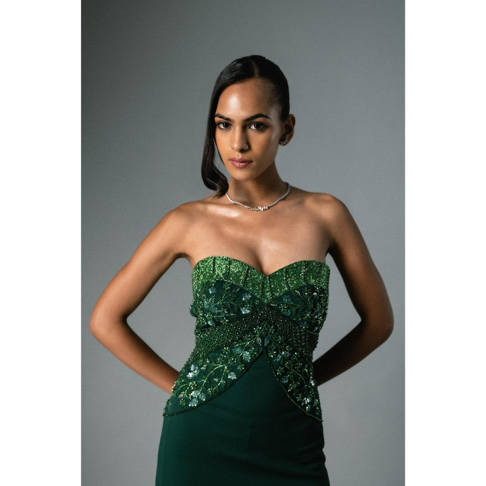 KHUMAAR SHUCHI BHUTANI The Ember Bloom Green Gown