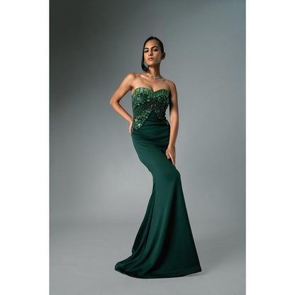 KHUMAAR SHUCHI BHUTANI The Ember Bloom Green Gown