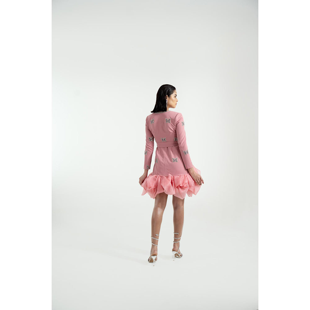 KHUMAAR SHUCHI BHUTANI The Blooming Abundance Pink Dress with Belt