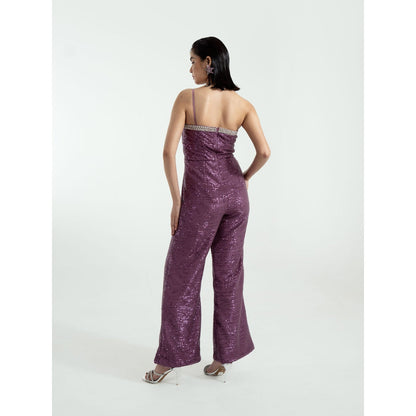 KHUMAAR SHUCHI BHUTANI Purple Hand Embroidered Jumpsuit