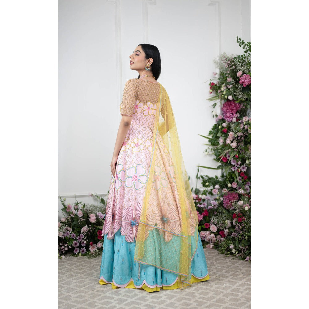 Kiran Kalsi Multi-Color Embroidered Kurta with Lehenga and Dupatta (Set of 3)