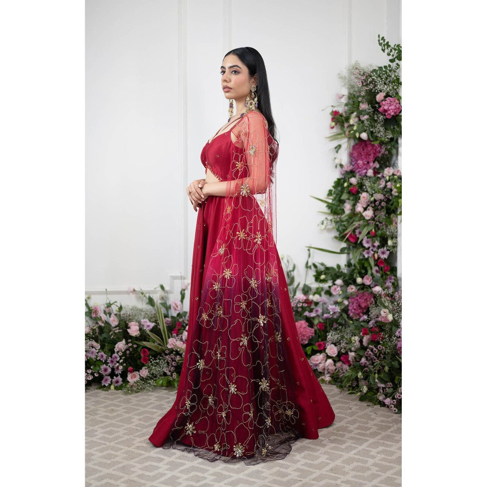 Kiran Kalsi Red Embellished and Sequined Maxi Dress