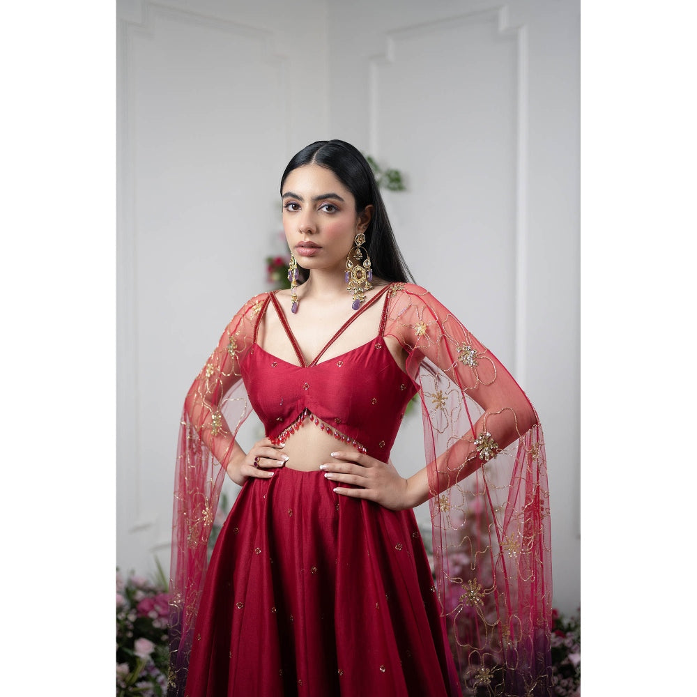Kiran Kalsi Red Embellished and Sequined Maxi Dress