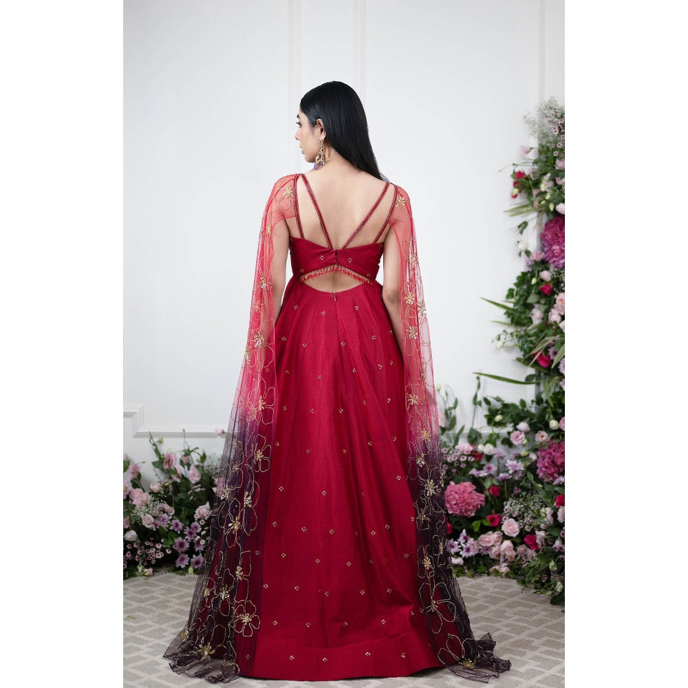 Kiran Kalsi Red Embellished and Sequined Maxi Dress