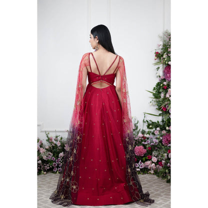 Kiran Kalsi Red Embellished and Sequined Maxi Dress