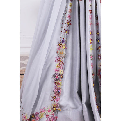 Kiran Kalsi Grey Embellished Anarkali Kurta and Dupatta (Set of 2)