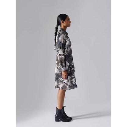 Klad Dash Monochrome Collar Neck Shirt Dress with Belt (Set of 2)
