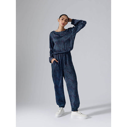 Klad Abstract Print Lines Cyan Co-Ord (Set of 2)