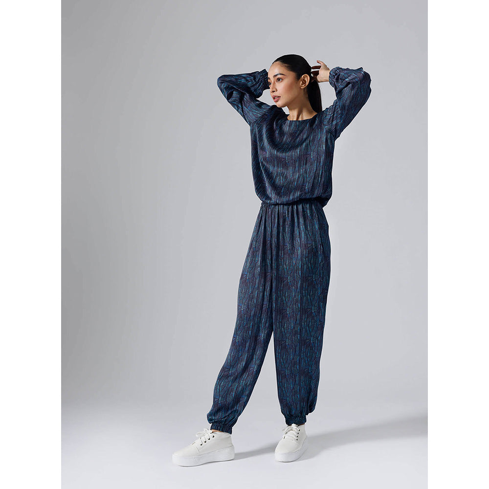 Klad Abstract Print Lines Cyan Co-Ord (Set of 2)