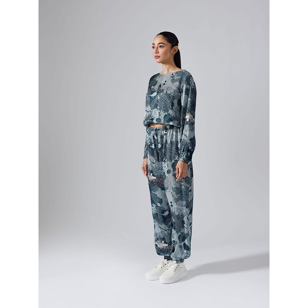 Klad Dash Teal Printed Monochrome Co-Ord (Set of 2)