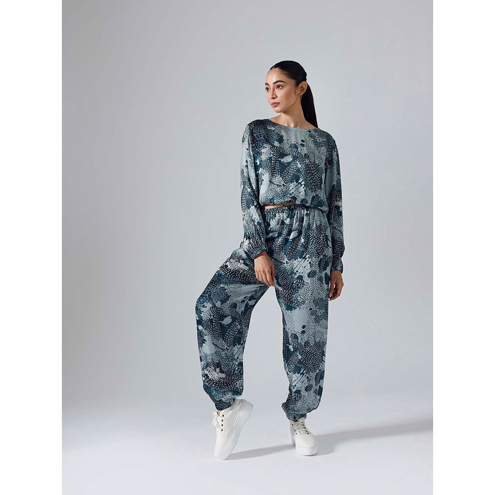 Klad Dash Teal Printed Monochrome Co-Ord (Set of 2)