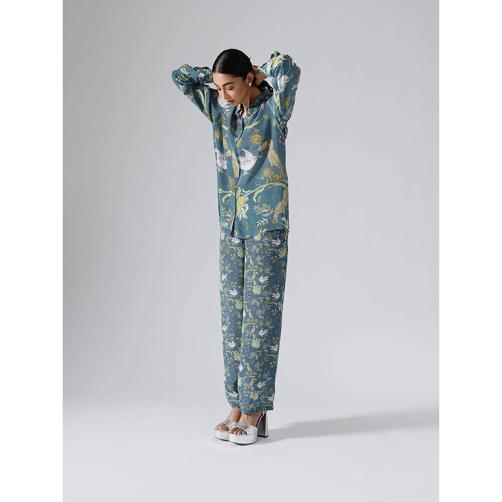 Klad Toucan Blue Collar Neck Mismatch Co-Ord (Set of 2)