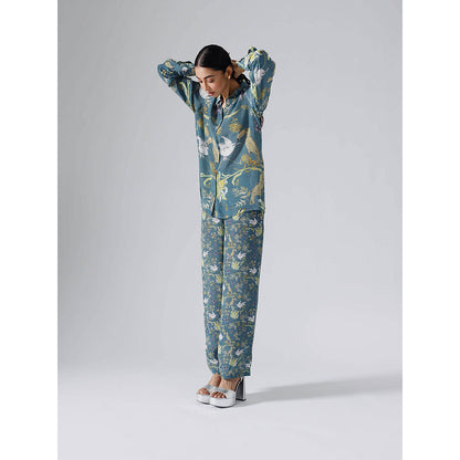 Klad Toucan Blue Collar Neck Mismatch Co-Ord (Set of 2)