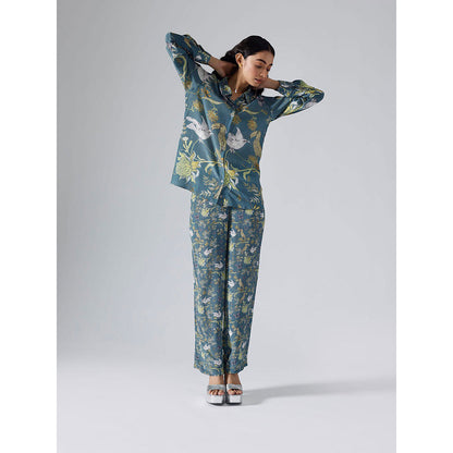 Klad Toucan Blue Collar Neck Mismatch Co-Ord (Set of 2)