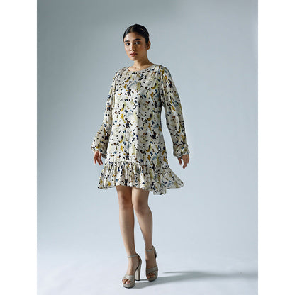 Klad Pixelated Grey Round Neck Shift Dress