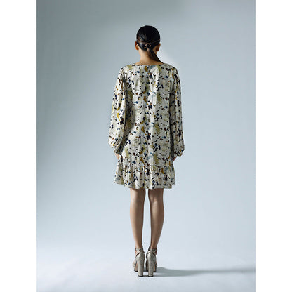 Klad Pixelated Grey Round Neck Shift Dress