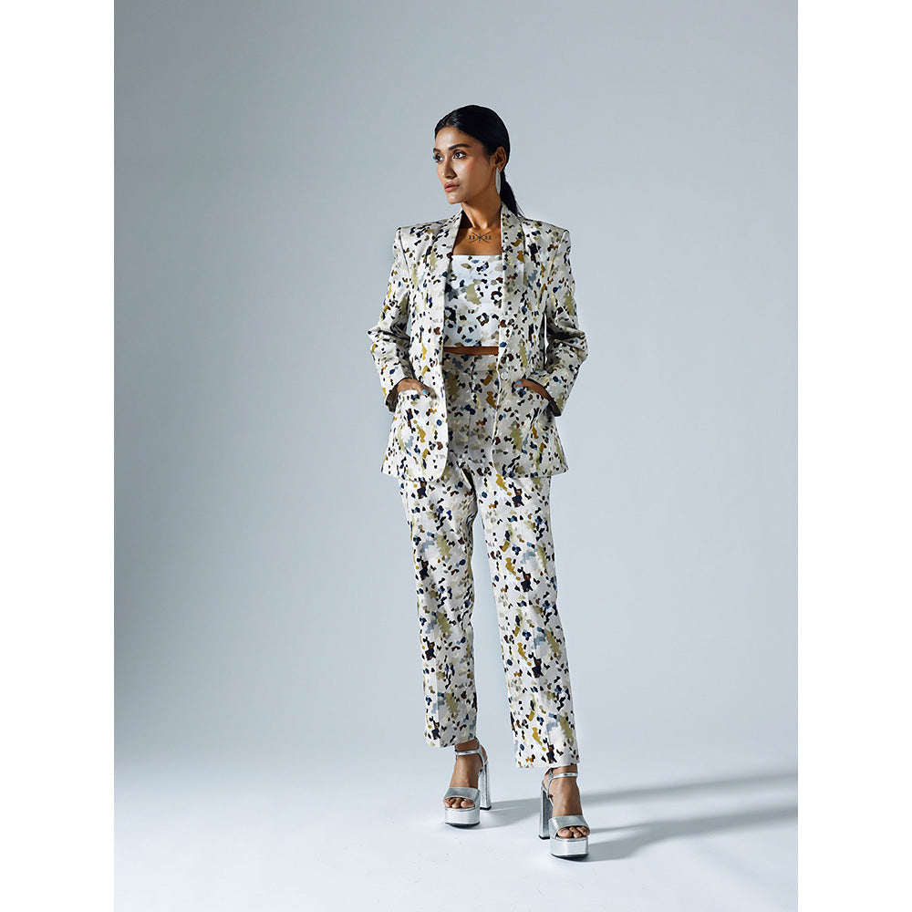 Klad Pixelated Grey Printed Blazer