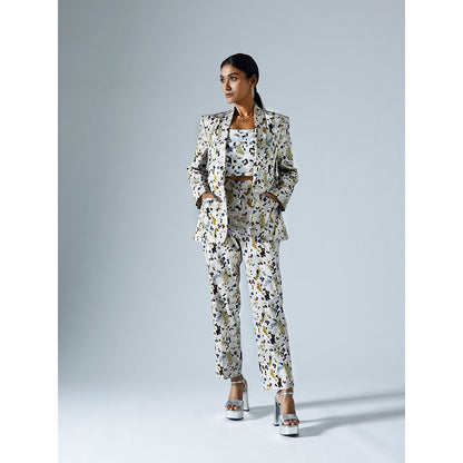 Klad Pixelated Grey Printed Blazer