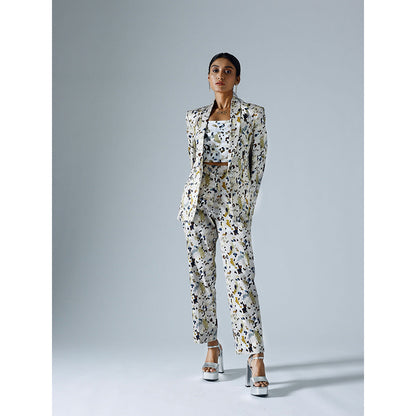 Klad Pixelated Grey Printed Blazer